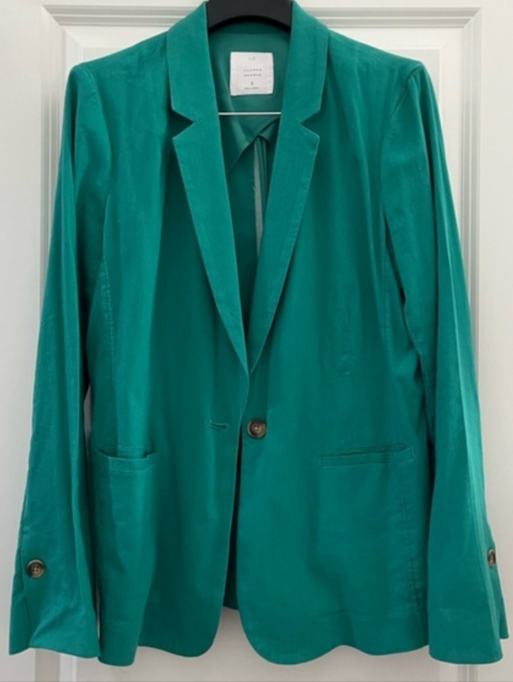 NWT Lauren Conrad blazer size Large, linen blend, turquoise,